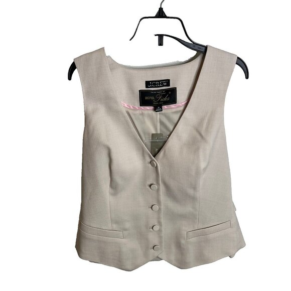 J. Crew Tops - J.Crew $198 Slim-Fit Vest Italian City Wool Blend Pale Bone Size 8 BT536